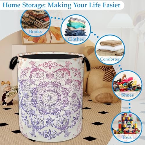 Groovy Mandala Laundry Basket Collapsible Laundry Hamper with Handle, Oxford Clothes Storage Bin for Bathroom Bedroom Room Decor, Gift Basket 16" X 20.8" - Image 5
