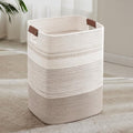 75L Tall Woven Laundry Basket Hamper with Leather Handles,Brown​ by SunNewt