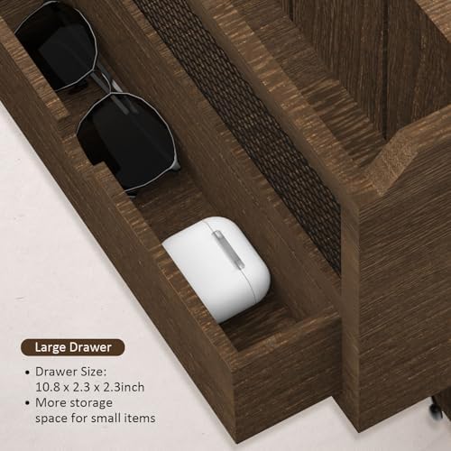 Nekon Mail Organizer with Drawer for Wall, Wooden Key Holder, Brown - Image 6