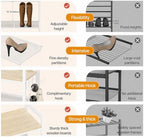 5 Tier Shoe Rack, Shoe Rack for Entryway with Hook, Shoe Organizer with Adjustable Mesh Shelves, Metal Shoe Storage, Closet, Bedroom Living Room Garage - Image 5