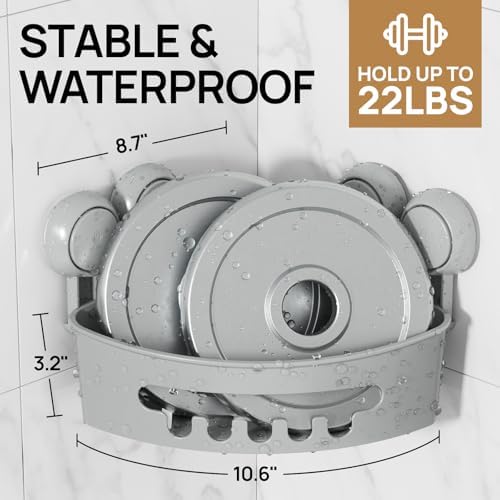 LEVERLOC Corner Shower Caddy Suction Cup, shower shelves suction cup, Grey - Image 3