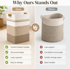 Laundry Hamper, Cotton Rope Laundry Basket with Leather Handles, 25.1-Gallon/95 L Large Clothes Hampers for Laundry, Woven Laundry Baskets for Blankets, Clothing, Bedroom, Living Room, Nursery - Image 6