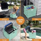 Inspired Living Ultra-Slim Rolling Collapsible Storage Pack-N-Roll Utility-carts, with Telescopic Handle, for Home, Garden, Shopping, Office, School use, Large, Mint - Image 5