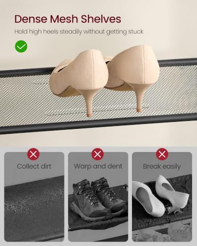 VASAGLE Shoe Rack with 7 Mesh Shelves and 1 Large Top for Bags, Steel Frame - Image 6