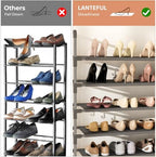 LANTEFUL Tall Shoe Rack 10 Tier Shoe Organizer Large Shoe Shelf with 18 Hooks Storage for 50 Pair Sneaker and Boot, Stackable Vertical Shoe Rack Organizer for Closet, Entryway, Bedroom, Grey - Image 6