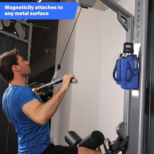 icolor Magnetic Gym Bag Water Bottle Carrier Holder with Phone Pockets & Shoulder Strap,Gym Magnetic Bag 5 Built-in Magnets Gym Accessories Organizer Sling Bottle Bag Pouch Sleeve - Image 5