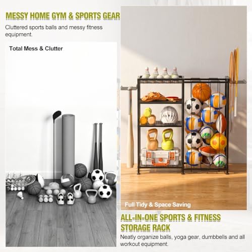 Garage Ball Storage Rack, Sports Equipment Organizer for Gear and Toys - Image 4
