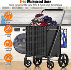 455lbs Shopping Cart for Groceries, Large Heavy Duty Grocery Cart on Wheels - Image 4