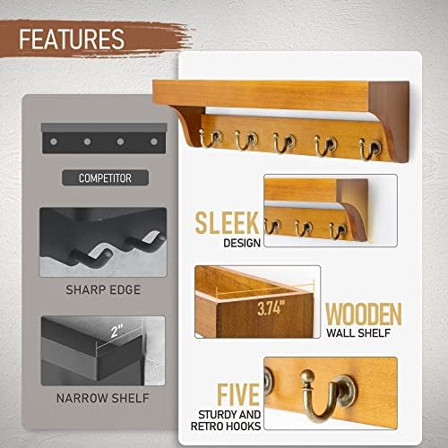 Rebee Vision Key Holder Wall Mount with Shelf for Room Decor, Yellow - Image 5