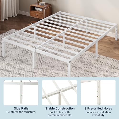 Allewie Queen Bed Frame, 12 Inch Metal Beds with Storage Space, White - Image 7
