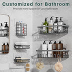 5-Pack Adhesive Shower Caddy for Bathroom & Home Decor Grey - Image 6