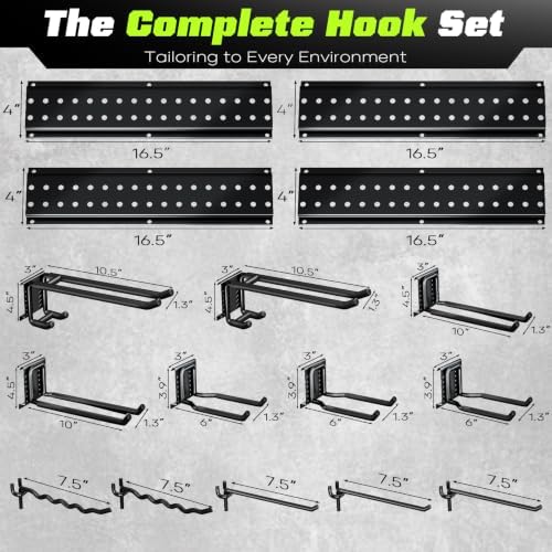 Garage Tool Organizer Wall Mount, 66 Inch Heavy Duty Garage Organization System with 13 Adjustable Hooks, Garden Tool Storage Rack for Garage, Yard & Shed, Holds Up to 520 lbs - Image 5