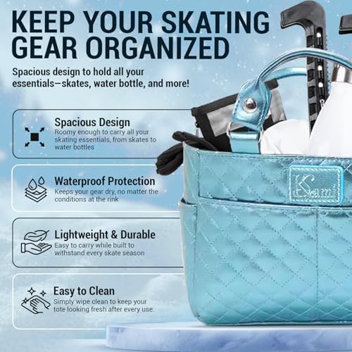 Kami-So Ice Skate Bag Tote | Skate Bag Organizer with Multi-purpose Pockets | Ideal for Water Bottle, Gloves & Accessories - Image 2