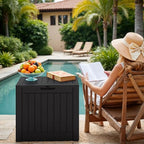 Greesum 40 Gallon Outdoor Deck Box, Resin Storage Chest, Dark Black - Image 3