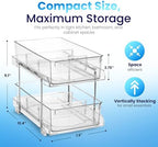 Masirs 2-Tier Clear Pull-Out Drawer Organizer - Sleek, Compact & Sturdy Makeup and Closet Organizer - Easy Assembly Kitchen Storage Solution, Ideal for Makeup, Tools, Medicines 4-Pack - Image 3