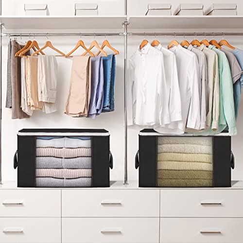 90L Large Storage Bags, 3 Pack Clothes Storage Bins Closet Organizers | Foldable Storage Containers, with Reinforced Handle, for Clothing, Blanket, Comforters, Bed Sheets, Pillows and Toys - Image 6