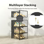 Pinkpum XXL 12 Pack Shoe Storage Box Clear Plastic Stackable Shoe Organizer - Image 3