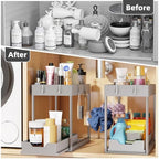 Simple Trending Under Sink Organizer 2 Pack, with Sliding Drawer, Grey - Image 3