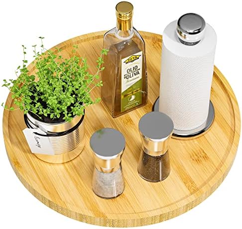 Lazy Susan Organizer, 13.2 Inch Non-Skid Bamboo Turntable by VeyFey