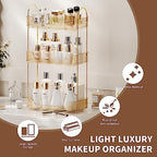 Akinbas 3 Tier Bathroom Organizer Countertop Makeup Perfume Tray Skincare Organizer for Bathroom Dresser Vanity (Gold) - Image 3