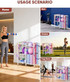 3 Tiers Dumbbells Yoga Mat Storage Rack with Elastic Straps for Kettlebells Foam Roller Resistance Bands Balls, Workout Equipment Organizer Weight Storage Holder with Hooks for Home Gym - Image 4