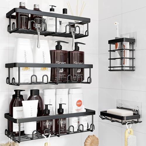 YASONIC Shower Caddy Adhesive, Rustproof Shower Organizer, Wall Shower Rack by YASONIC