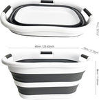 SAMMART 40L (10.5 gallon) Plastic Foldable Laundry Basket/Tub - Collapsible, Space Saving and Portable Laundry Hamper, Ideal for Home, Travel, Dorm, and Camping (1, White/Steel Gray) - Image 8