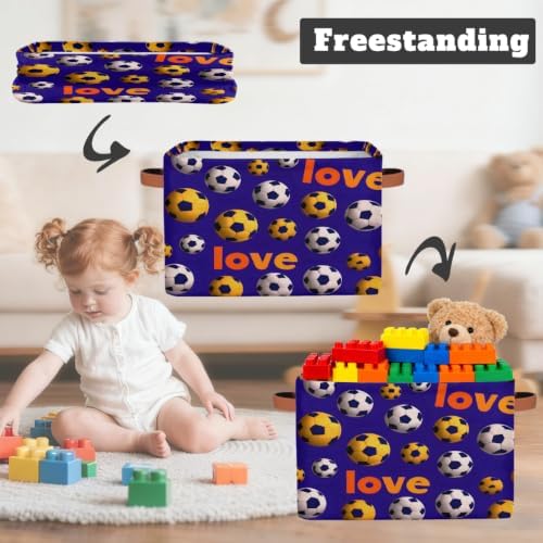 Soccer Storage Basket Toy Storage Bins Collapsible Cube Organizer - Image 3