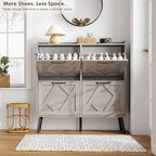 Nicetree Shoe Cabinet with 4 Flip Drawers, Freestanding Shoe Organizer Cabinet, Farmhouse Narrow Shoe Storage Cabinet for Entryway, Foyer, Hallway - Image 4