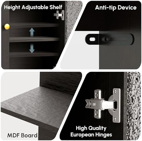 HMstone Over The Toilet Storage Cabinet, Arched Bathroom Organizer and Storage with Acrylic Doors and Adjustable Shelf, Space Saver Freestanding Bathroom Modern Storage Cabinet Over Toilet Dark Brown - Image 3
