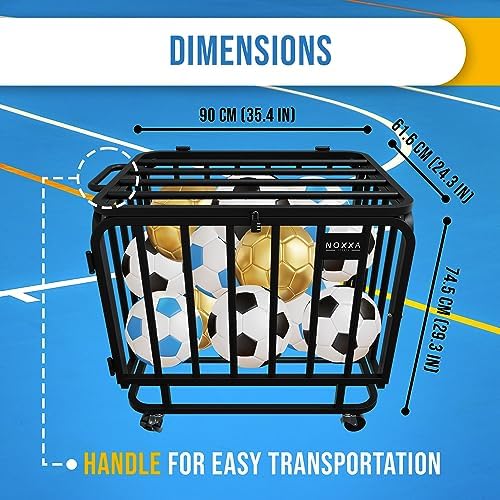 Ball Cart - Basketball Cart with Wheels, Ball Cage Garage Sports Equipment Organizer, Metal Rolling Multi Sports Ball Storage for Gym, Lockable Lid, Indoor and Outdoor. - Image 5