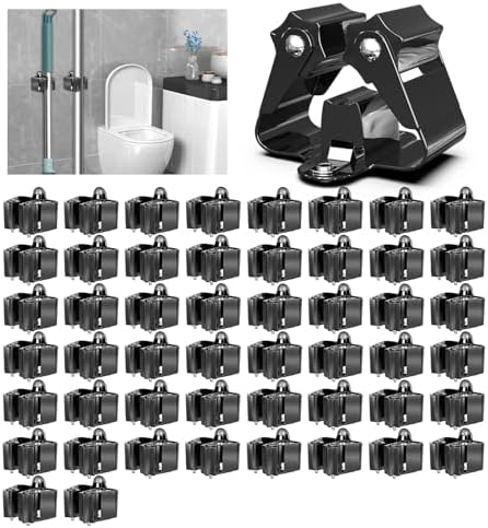 3-H Broom Holder Wall Mount 50 Pack, Stainless Steel Mop Hanger with Screws by 3-H