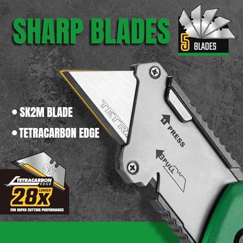 SK Utility Knife with SK2M TAC Blade & Aluminum Handle, Folding Box Cutter - Image 4