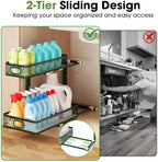 Under Sink Organizer, 2-Tier Pull-Out Cabinet Storage Shelf, Dark Green - Image 5
