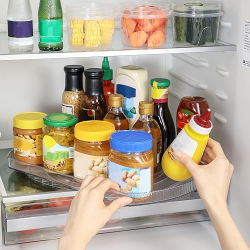 ROWNYEON Lazy Susan Turntable Organizer for Large Refrigerator, 360° Rotate Fridge Organizers and Storage, 16.54 Inches Rectangle Lazy Susan Organizer for Fridge, Cabinet, Pantry,2 by ROWNYEON