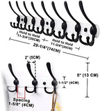 Dseap Coat Rack Wall Mount - 29.5” Long 8-Tri-Hooks Heavy Duty Coat Hanger Rail Wall Hooks for Hanging Coats Hats Clothing Clothes Purse Mudroom Entryway, White & Black - Image 6