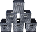11 Inch Cube Storage Bins , Fabric Cube Organizer Bins with Handle, Foldable Cube Bins for Cloth or Accessary Storage, 11x11x11 set of 6,（Gray Wave） by Yunkeeper