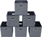 11 Inch Cube Storage Bins , Fabric Cube Organizer Bins with Handle, Foldable Cube Bins for Cloth or Accessary Storage, 11x11x11 set of 6,（Gray Wave） by Yunkeeper