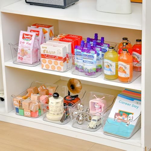 12 Pack Clear Plastic Storage Bins, Pantry Organizers and Storage, Clear Pantry Organizer Bins, Plastic Containers with Handle for Kitchen,Freezer,Cabinet,Closet,Bathroom Under Sink Storage - Image 2