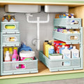 Under Sink Organizer, 2-Pack 3-Tier Height Adjustable Thickened Metal Pull out Cabinet Organizer Shelf, Slide out Storage Drawer Rack for Bathroom Kitchen Pantry Home Organization, LightBlue by Kitstorack