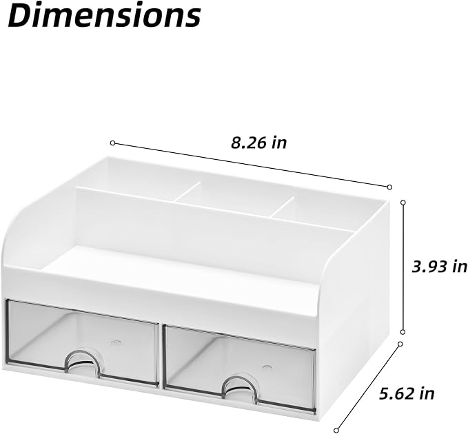 Bathroom Counter Sink Vanity Organizer Countertop with Drawers, White B - Image 6