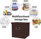 Closet Organizers Fabric Storage Bins With Lids Collapsible Cube Storages Organizer Basket With Handles,Storage Boxes for Clothes Storage,Office,Toys,3 Pack,（Coffee - Image 3