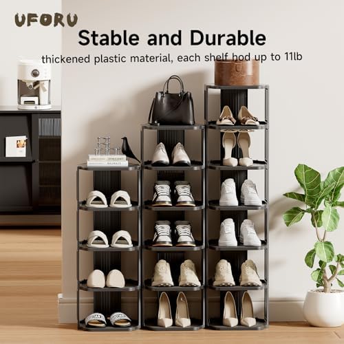UFORU 6-Tier Small Vertical Shoe Rack,Plastic Shoe Organizer,Narrow Spaces - Image 6