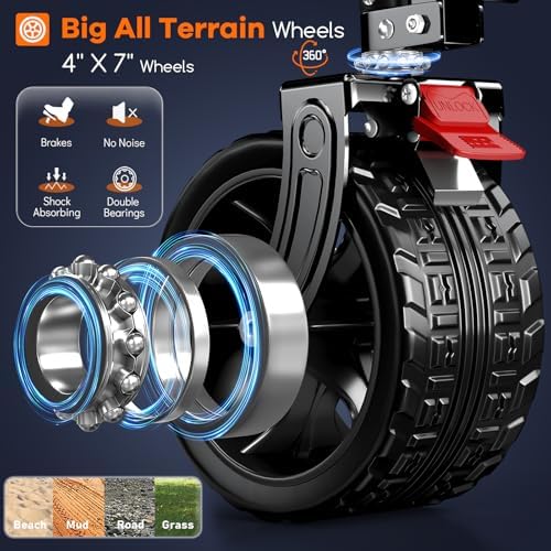 Originsure 300L Foldable Beach Wagon Cart with Big Wheels,560lbs,Grey&Black - Image 6