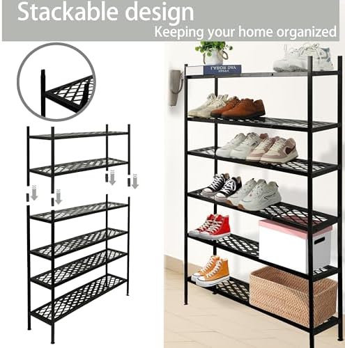 Shoe Rack, 45.6" Expandable Shoe Storage Organizer for Closet - Stackable - Image 5
