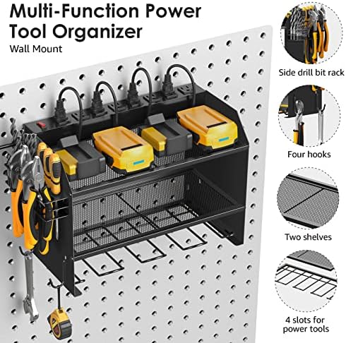 CCCEI Wall Mount Modular Tool Charging Organizer, Black, 2 Pack, 3 Tier. - Image 6
