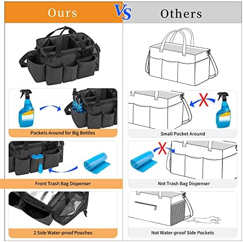 LoDrid Wearable Cleaning Caddy Bag with 4 Foldable Dividers, Black - Image 3
