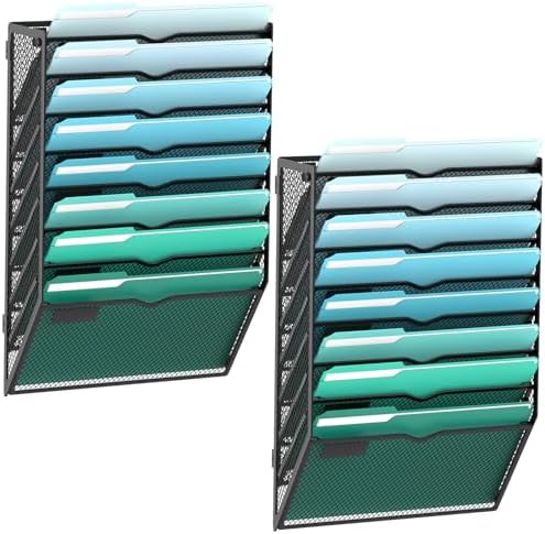 SUPEASY 8-Tier Wall File Organizer, Wall Mounted Mail Sorter, 2 Pack by SUPEASY