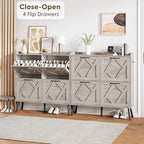 Nicetree Shoe Cabinet with 4 Flip Drawers, Freestanding Shoe Organizer Cabinet, Farmhouse Narrow Shoe Storage Cabinet for Entryway, Foyer, Hallway - Image 3