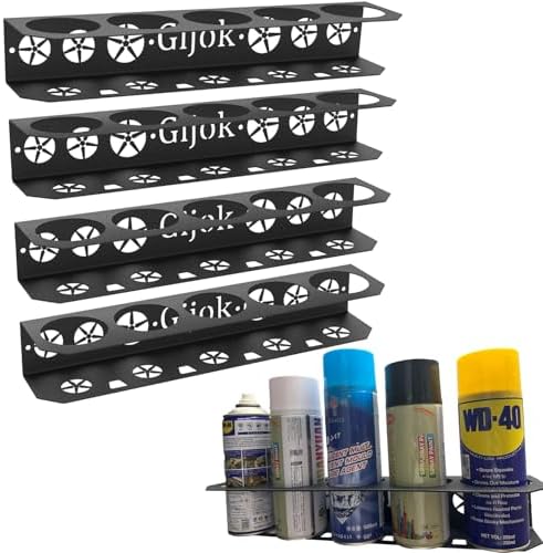 4 Pack Five Cans Wall-Mounted Steel Aerosol Spray Can Holder, Black by Gijok